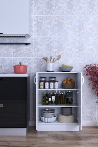 Rafineri Mokas Çok Amaçlı Mdf Dolap Raflı Kapaklı Mutfak Balkon Banyo Beyaz