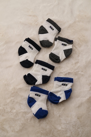 9'lu Yenidoğan Erkek Pamuklu Bebek Çorabı Karışık Desenli Çok Renkli