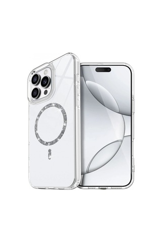 Apple, Uyumlu iPhone 14 Pro Max Live Diamond Magsafe Kapak - Şeffaf