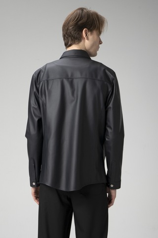 Lacivert Dericlub Wm201 Tafta Erkek Gerçek Deri Gömlek Lacivert