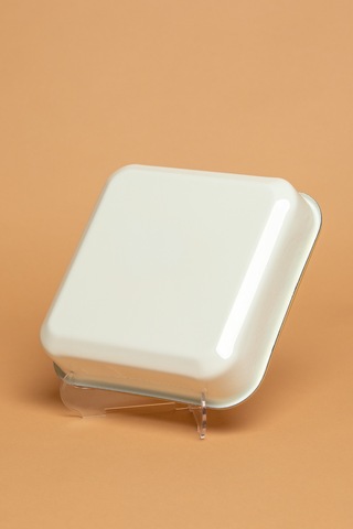 Crema Di Siena Emaye Kare Krem Fırın Kabı Krem