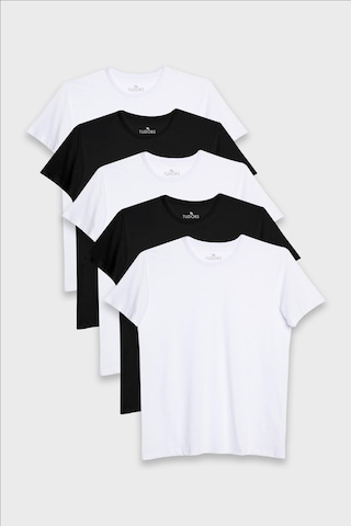 Tudors Unisex 5'li Paket Siyah-beyaz Slim Fit Dar Kesim %100 Pamuk Bisiklet Yaka Tişört-33001 Siyah,beyaz Beyaz - Siyah