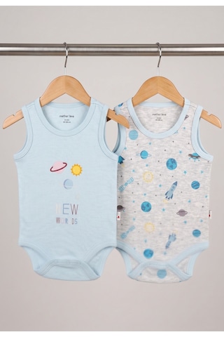 Mother Love %100 Organik Pamuk 2'li Atlet Body 0-36 Ay Mavi