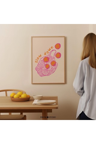 Yavaşla İlham Verici Duvar Sanatı, Günlük Motivasyon, Sevimli Portakallar Poster