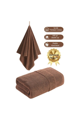 Cotton %100 Banyo Havlusu 50x90 Cm Koyu Kahverengi