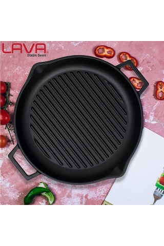 Lava Döküm Izgara Tavası Yuvarlak 30 CM