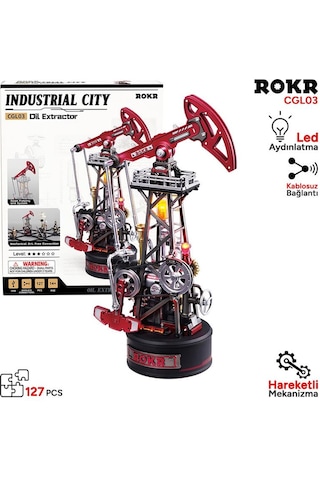 Rokr Cgl03 Oil Extractor Dıy Mechanical 3d Puzzle Maket Model Seti 3d Model Kit Detaylı Dekoratif Hobi Seti Hareketli Ve Işıklı