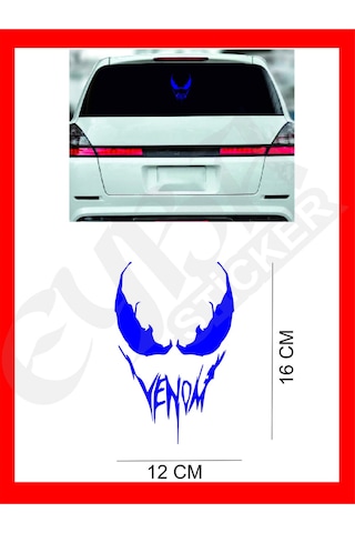 Venom Araba, Motorsiklet, Kask, Laptop,cam Sticker 16x12 Cm Venom Yazılı Mavi