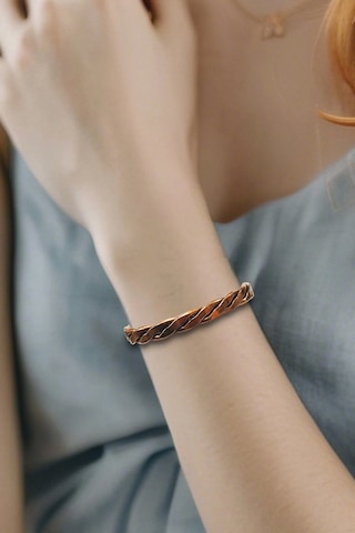 Pozitif Doğal Taş Saf Bakır Burgulu Bilezik 522-2 Bakır