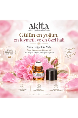 Akita Yüksek Frekans Doğal Gül Yağı Roll-on 1 ML