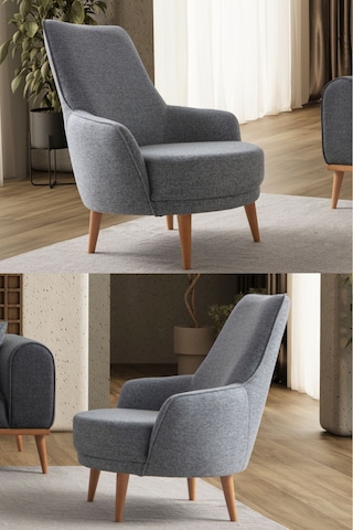 Rebul Keten Berjer Gri Tekli Koltuk Gri