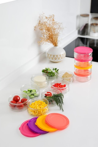 12'li Premium Kahvaltılık Seti 410 Cc Renkli Plastik Kapaklı Cam Saklama Kabı, Hava Geçirmez Çok Renkli