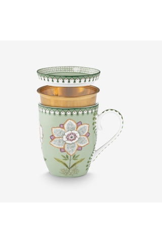 Yeşil Porselen Çay Fincan Seti 350 Ml