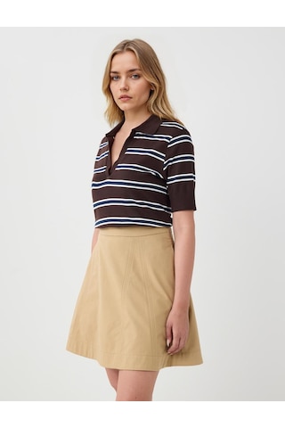 Jimmy Key Deve Tüyü Düz Kesim Normal Bel Gabardin Mini Etek 5ww074959260