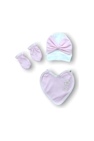 Melonika Baharın Çiçekli Kalbi Nakışlı 5li Zıbın Takımı Hastane Çıkışı Pembe Çok Renkli