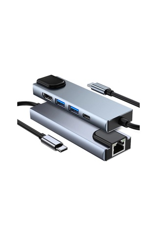 Winex 5in1 Type-C to HDMI 2xUsbA 3.0 Ethernet Hub Port Adaptör