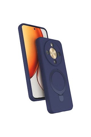 Honor Magic 8 Lite 5g Kılıf 360 Derece Döner Standlı Magsafe Kamera Lens Korumalı Silikon Pazarplus Titanyum-Gri