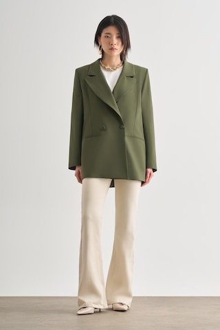 Mizalle Oversize Çift Yırtmaçlı Haki Blazer Ceket Haki