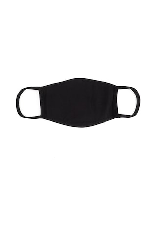 Bant Kedi Patisi Desenli Pamuklu Yıkanabilir Maske Siyah