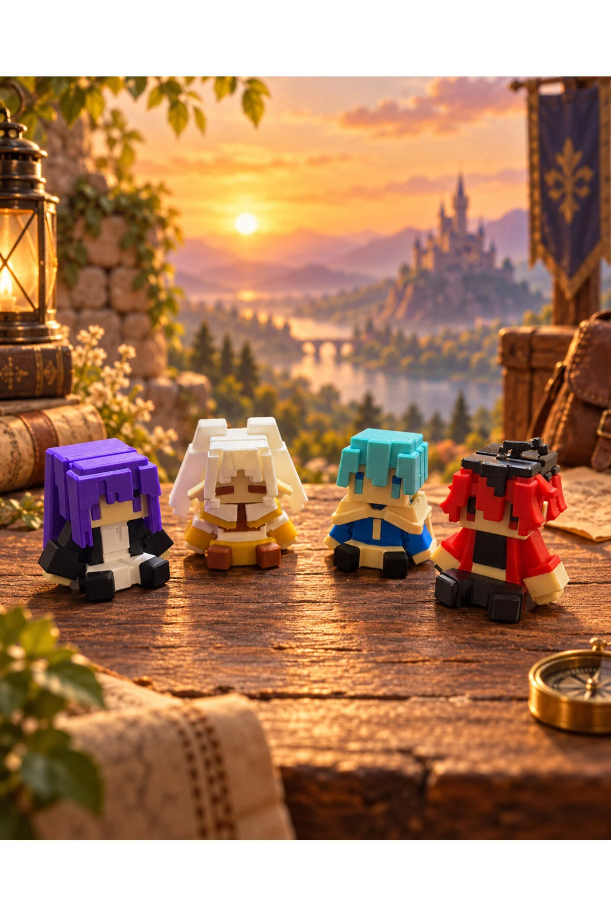 Frieren Beyond Journey S End 4 Lü Mini Anime Figür Seti Frieren Fern Himmel Stark Pixel Art 3d Baskı Masaüstü Dekor