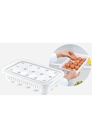15'li Kapaklı Plastik Yumurtalık - 28x18x7 Cm Açık Kahverengi