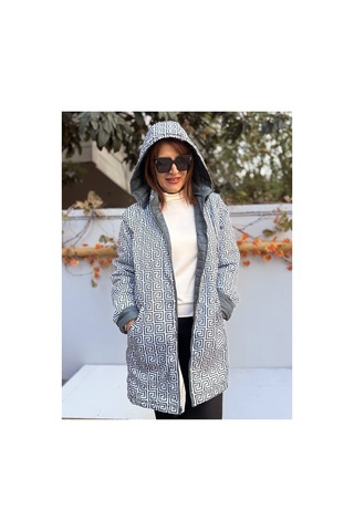 Denizege İtalyan Çift Taraflı Midi Mont Fendi Yeşil Yeşil