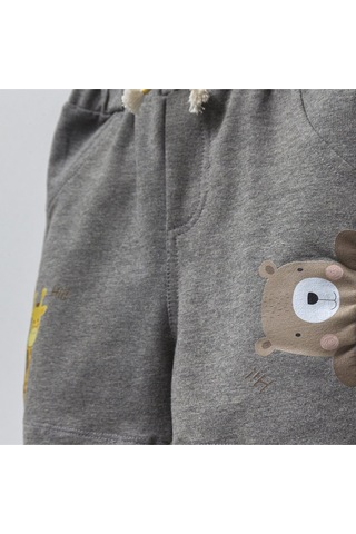 Overdo Kids 2ip Ayıcık Baskılı Beli Lastikli Unisex Şort Gri