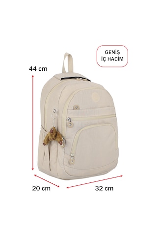 Dada Okul Sırt Çantası Bej Ortaokul Lise Geniş İç Hacim Ortopedik Su Geçirmez Kumaş Bej