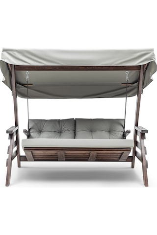 Belek Swing Ahşap Dış Mekan Bahçe Balkon & Teras Salıncağı Gri