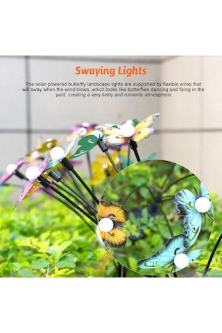 Ximistore9 Güneş Enerjili Bahçe Aydınlatması - Demir Çiftlik Kanatlı Motifli, Ip65 Su Geçirmez, Renkli Işık, 6 Ayağa Sahip, 1 Adet