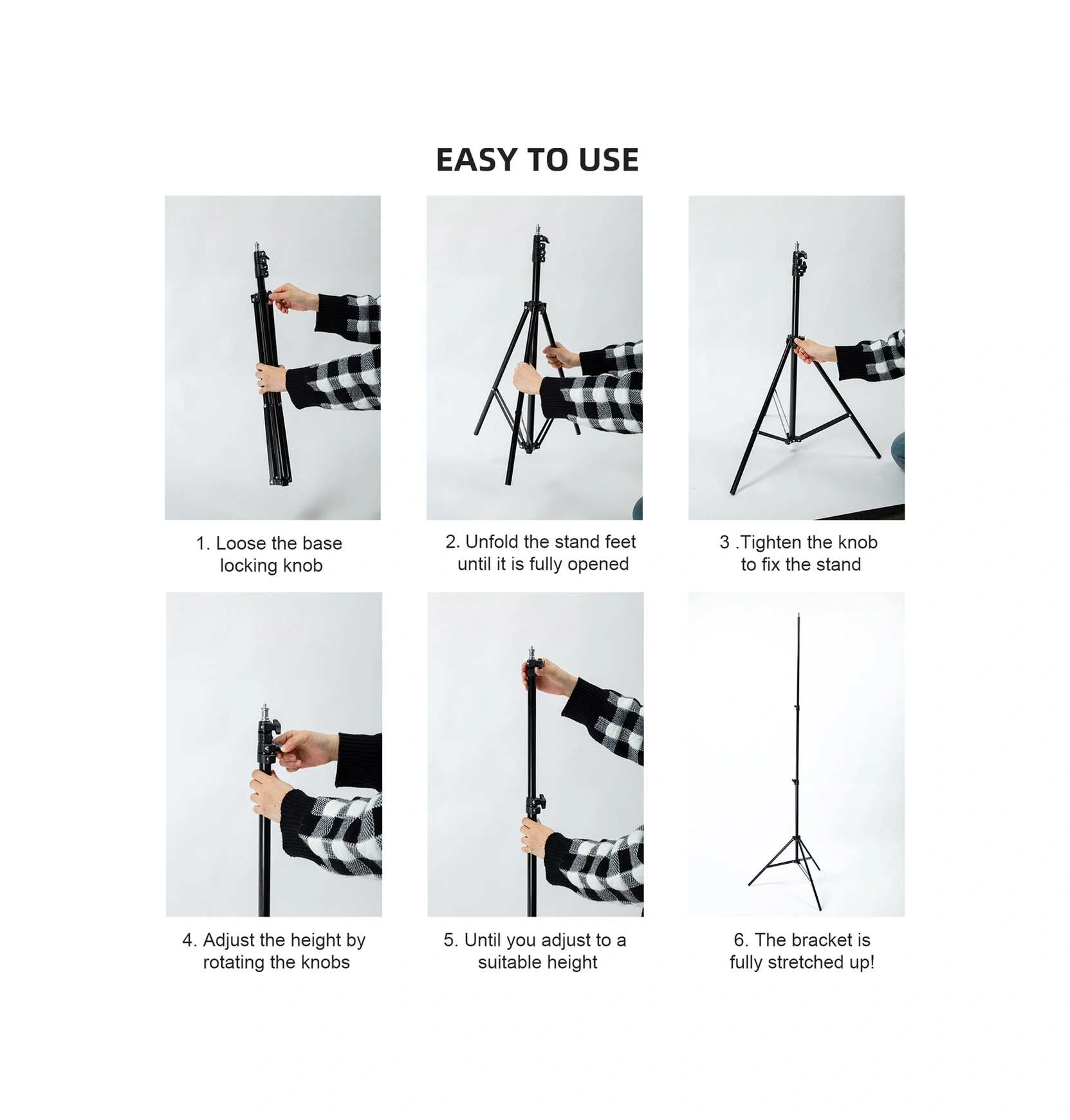 Neevoyu 2.1m Çelik Isı Ölçer Tripodu - Yüksekliği Ayarlanabilir, Katlanabilir, 1/4 Vida - Sokağa, Ofis, Mağaza Kullanıma Uygun Siyah