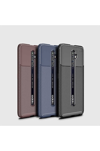 Oppo Reno 2 Kılıf Zore Negro Silikon Kapak Kahverengi