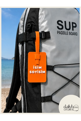 Dailyboo Creates Kişiye Özel İsimlik Bagaj Etiketi-paddle Board Sup Çanta & Valiz İsim Etiketi-kilitli Sistem Özel Tasarım Bagaj Tag Turuncu