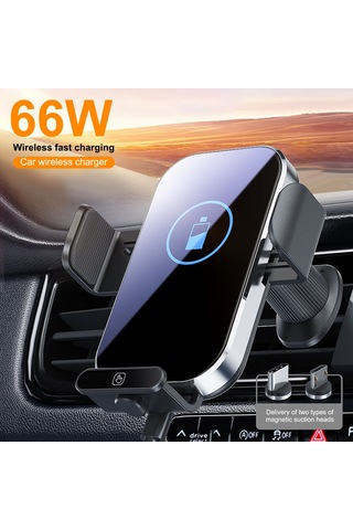 Honmex Araç Telefon Tutucu 66w Hızlı Şarj, Dokunmatik Açma, 360 Dönüş, Qı Protokolü, Çift Usb Bağlantı, Gümüş
