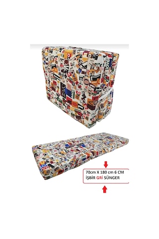 Mor Minder Love Model Katlanır Kamp ve Çadır Yatağı 70 x 180 6 CM Gri Çok Renkli