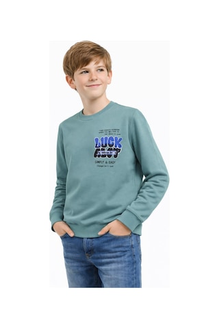 Baglan Erkek Çocuk Önü Arkası Baskılı Sweatshirt Bgl-st05237 Açık Yeşil