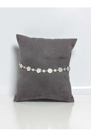 Çiçek Figürlü Parlak Ve Şık 925 Ayar Gümüş Bileklik Zarif Ve Gösterişli Tasarım Gümüş