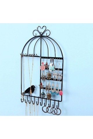 Siyah Metal Bayan Küpe Kolye Standı Dekor St1-47Sy