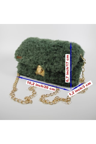 El Örgüsü Örme Kürk İp Omuz Çanta, Handmade Kadın Çanta 202301013 Yeşil