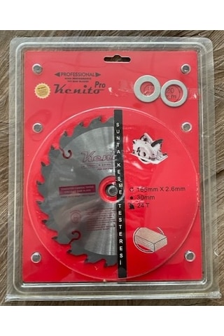 Kenito 165mm Elmas Testere Ahşap Mdf Sunta Kesici Göbek 16-20-30mm