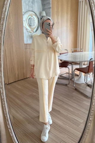 Dikiş Detaylı İkili Modal Takım - Bej Bej