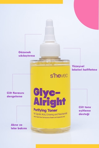 She Vec Glyc Alright Gözenek Sıkılaştırıcı ve Aydınlatıcı Etkili Tonik 200 ML