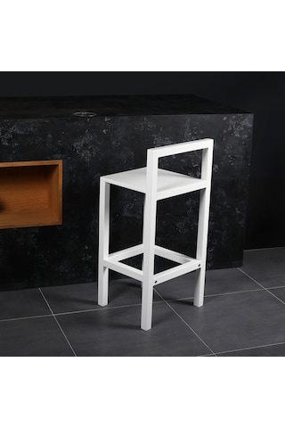 Diva Ahşap Bar Taburesi 68 cm Beyaz