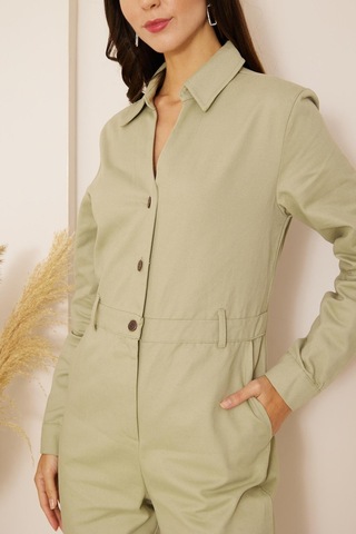 Yeşil Cepli Gabardin Tulum Dm4004 Yeşil