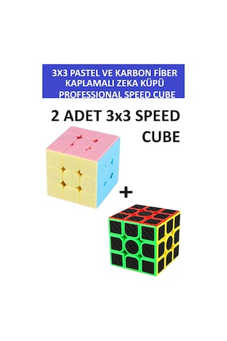 2 Adet 3x3 Zeka Sabır Küpü Karbon Fiber Ve Pastel Renkli Profesyonel Speed Cube