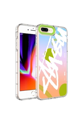 Apple Uyumlu iPhone 8 Plus Kılıf Kamera Korumalı Renkli Desenli Sert Silikon Zore Korn Kapak NO2