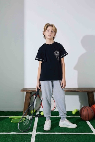 Tarık 6-11 Yaş Erkek Çocuk Pijama Basket 3944210 - Siyah Siyah