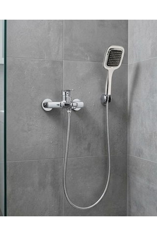 Siyah Duş Seti El Duşu Başlığı Spiral Hortum Dayanıklı Banyo Duş Aksesuarı Gri