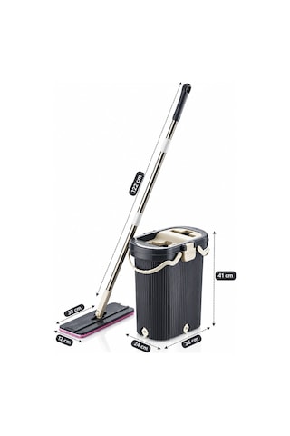 Vıpset Pro Tablet Mop Temizlik Seti %100 Temiz Su Antrasit Temiz & Kirli Su Ayrımlı Vp-601
