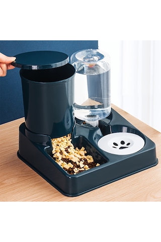 Ecronicword 2'si1 Arada Otomatik Evcil Hayvan Su Çeşmesi Besleyici Kedi Köpek